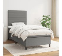 Atsperu Gulta Ar Matraci, Tumši Pelēka, 90X200 Cm, Audums Vidaxl 8720845504908