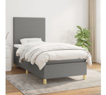 Atsperu Gulta Ar Matraci, Tumši Pelēka, 90X200 Cm, Audums Vidaxl 8720845508104