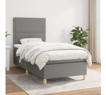 Atsperu Gulta Ar Matraci, Tumši Pelēka, 90X200 Cm, Audums Vidaxl 8720845508906