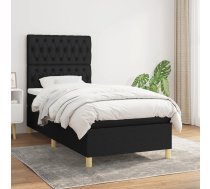 Atsperu Gultas Rāmis Ar Matraci, Melna, 90X200 Cm, Audums Vidaxl 8720845512118