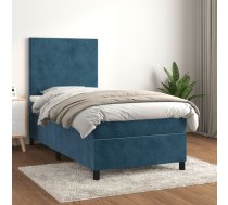 Atsperu Gulta Ar Matraci, Tumši Zils Samts, 90X200 Cm Vidaxl 8720845515492