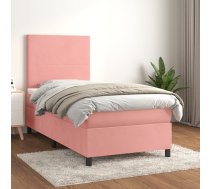 Atsperu Gulta Ar Matraci, Rozā Samts, 90X200 Cm Vidaxl 8720845515508