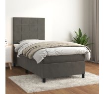 Atsperu Gulta Ar Matraci, Tumši Pelēka Samts, 90X200 Cm Vidaxl 8720845516666