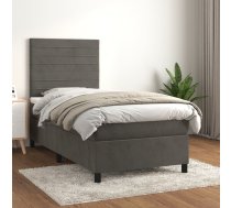 Atsperu Gulta Ar Matraci, Tumši Pelēka Samts, 90X200 Cm Vidaxl 8720845517267