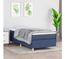 Atsperu Gultas Rāmis Ar Matraci, Zils, 90X200 Cm, Audums Vidaxl 8720845549954