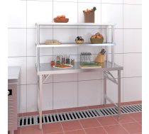Virtuves Darba Galds Ar Plauktu, 120X60X145 Cm, Tērauds Vidaxl 8720845758790