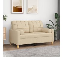 Divvietīgs Dīvāns Ar Spilveniem, Krēmkrāsas, 120 Cm, Audums Vidaxl 8721012057432