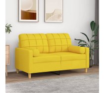 vidaXL divvietīgs dīvāns ar spilveniem, gaiši dzeltens, 120 cm, audums 8721012057463