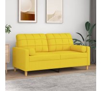 vidaXL divvietīgs dīvāns ar spilveniem, gaiši dzeltens, 140 cm, audums 8721012057548