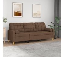 Trīsvietīgs Dīvāns Ar Spilveniem, Brūns, 180 Cm, Audums Vidaxl 8721012057609