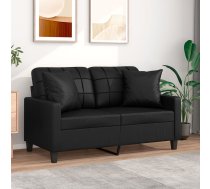 Divvietīgs Dīvāns Ar Spilveniem, Melni, 120 Cm, Mākslīgā Āda Vidaxl 8721012057654