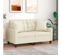 Divvietīgs Dīvāns Ar Spilveniem, Krēmkrāsas, Mākslīgā Āda Vidaxl 8721012057661