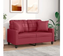 Divvietīgs Dīvāns, Spilveni, Vīnsarkans, 120 Cm, Mākslīgā Āda Vidaxl 8721012057685