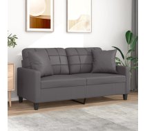 Divvietīgs Dīvāns Ar Spilveniem, Pelēks, 140 Cm, Mākslīgā Āda Vidaxl 8721012057722