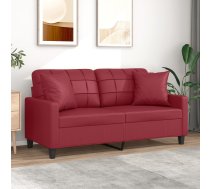 Divvietīgs Dīvāns, Spilveni, Vīnsarkans, 140 Cm, Mākslīgā Āda Vidaxl 8721012057739