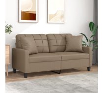 Divvietīgs Dīvāns Ar Spilveniem, Kapučīno, 140 Cm, Mākslīgā Āda Vidaxl 8721012057746