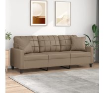 Trīsvietīgs Dīvāns Ar Spilveniem, Kapučīno, 180Cm, Mākslīgā Āda Vidaxl 8721012057791