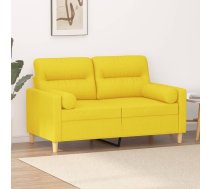 Divvietīgs Dīvāns Ar Spilveniem, Gaiši Dzeltens, 120 Cm, Audums Vidaxl 8721012057852