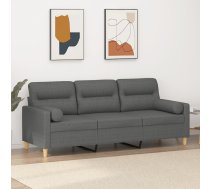 Trīsvietīgs Dīvāns Ar Spilveniem, Tumši Pelēks, 180 Cm, Audums Vidaxl 8721012057975