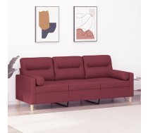 Trīsvietīgs Dīvāns Ar Spilveniem, Vīnsarkans, 180 Cm, Audums Vidaxl 8721012058026
