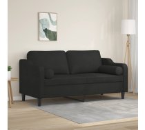 Divvietīgs Dīvāns Ar Spilveniem, Melns, 140 Cm, Audums Vidaxl 8721012058163