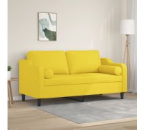 vidaXL divvietīgs dīvāns ar spilveniem, gaiši dzeltens, 140 cm, audums 8721012058170
