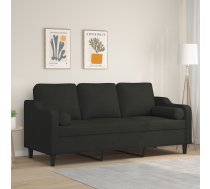 Trīsvietīgs Dīvāns Ar Spilveniem, Melns, 180 Cm, Audums Vidaxl 8721012058248