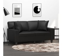 Divvietīgs Dīvāns Ar Spilveniem, Melni, 120 Cm, Mākslīgā Āda Vidaxl 8721012058286