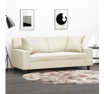 Divvietīgs Dīvāns Ar Spilveniem, Krēmkrāsas, Mākslīgā Āda Vidaxl 8721012058347
