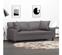 Divvietīgs Dīvāns Ar Spilveniem, Pelēks, 140 Cm, Mākslīgā Āda Vidaxl 8721012058354