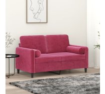 Divvietīgs Dīvāns Ar Spilveniem, Vīnsarkans, 120 Cm, Samts Vidaxl 8721012058422