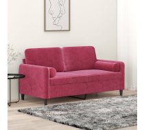 Divvietīgs Dīvāns Ar Spilveniem, Vīnsarkans, 140 Cm, Samts Vidaxl 8721012058521