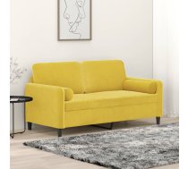 Divvietīgs Dīvāns Ar Spilveniem, Dzeltens, 140 Cm, Samts Vidaxl 8721012058545