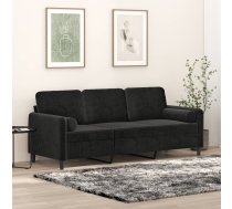 Trīsvietīgs Dīvāns Ar Spilveniem, Melns, 180 Cm, Samts Vidaxl 8721012058637