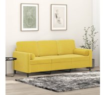 Trīsvietīgs Dīvāns Ar Spilveniem, Dzeltens, 180 Cm, Samts Vidaxl 8721012058644