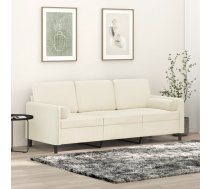 Trīsvietīgs Dīvāns Ar Spilveniem, Krēmkrāsas, 180 Cm, Samts Vidaxl 8721012058668