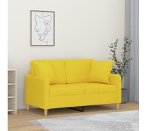 Divvietīgs Dīvāns Ar Spilveniem, Gaiši Dzeltens, 120 Cm, Audums Vidaxl 8721012058736