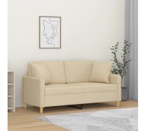 Divvietīgs Dīvāns Ar Spilveniem, Krēmkrāsas, 140 Cm, Audums Vidaxl 8721012058781