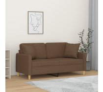 Divvietīgs Dīvāns Ar Spilveniem, Brūns, 140 Cm, Audums Vidaxl 8721012058798