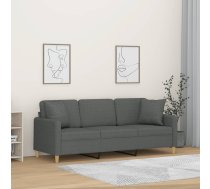 Trīsvietīgs Dīvāns Ar Spilveniem, Tumši Pelēks, 180 Cm, Audums Vidaxl 8721012058859