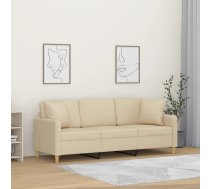 Trīsvietīgs Dīvāns Ar Spilveniem, Krēmkrāsas, 180 Cm, Audums Vidaxl 8721012058866