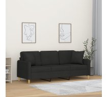 Trīsvietīgs Dīvāns Ar Spilveniem, Melns, 180 Cm, Audums Vidaxl 8721012058880
