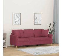 Trīsvietīgs Dīvāns Ar Spilveniem, Vīnsarkans, 180 Cm, Audums Vidaxl 8721012058903