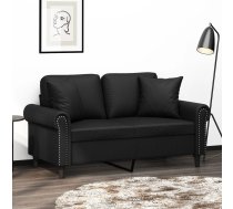 Divvietīgs Dīvāns Ar Spilveniem, Melni, 120 Cm, Mākslīgā Āda Vidaxl 8721012058927