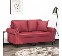 Divvietīgs Dīvāns, Spilveni, Vīnsarkans, 120 Cm, Mākslīgā Āda Vidaxl 8721012058958