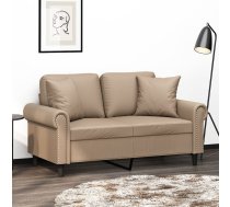 Divvietīgs Dīvāns Ar Spilveniem, Kapučīno, 120 Cm, Mākslīgā Āda Vidaxl 8721012058965