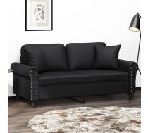 Divvietīgs Dīvāns Ar Spilveniem, Melns, 140 Cm, Mākslīgā Āda Vidaxl 8721012058972