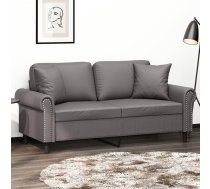 Divvietīgs Dīvāns Ar Spilveniem, Pelēks, 140 Cm, Mākslīgā Āda Vidaxl 8721012058996