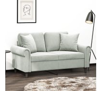 Divvietīgs Dīvāns Ar Spilveniem, Gaiši Pelēks, 120 Cm, Samts Vidaxl 8721012059023