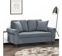 Divvietīgs Dīvāns Ar Spilveniem, Tumši Pelēks, 120 Cm, Samts Vidaxl 8721012059030